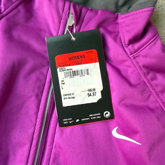 Nike Womens Running Jacket Pink Dri-FIT Reflective Zip Up Long Sleeve Size L NWT - Picture 3 of 5